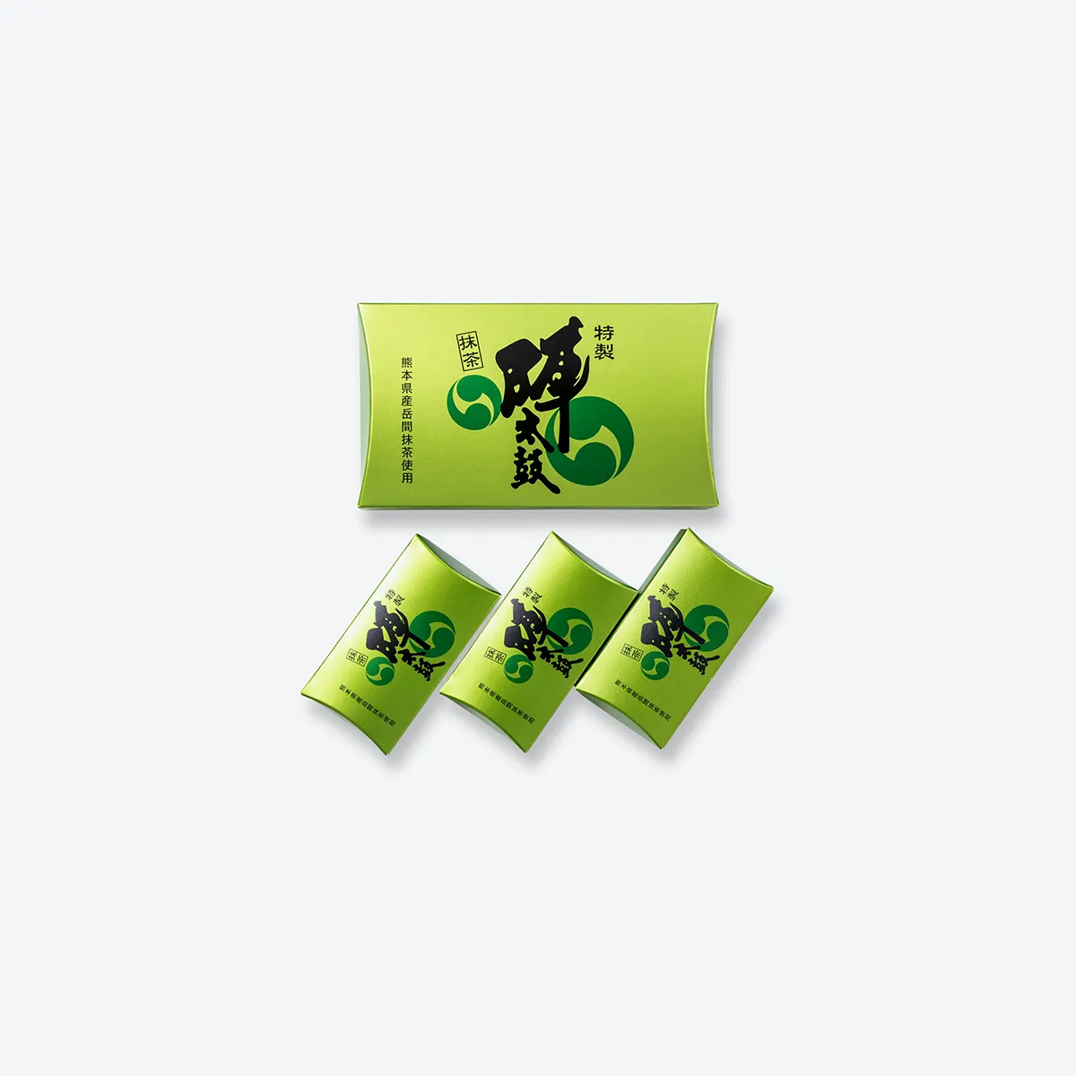 緑交趾葉千代口　珍味入れ 特製陣太鼓 抹茶 3個入｜お菓子の香梅【公式】